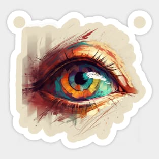 Fiery Gaze: A Surrealistic Eye Sticker